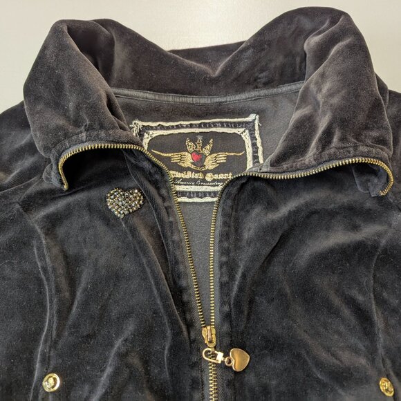 Twisted Heart Black Velour Zippered Jacket Size *Small - Picture 6 of 15